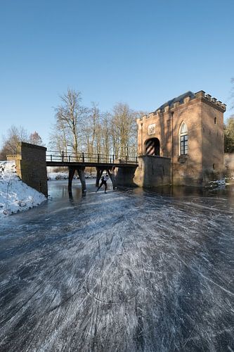 Nostalgie: schaatsen op de slotgracht bij kasteel Soelen