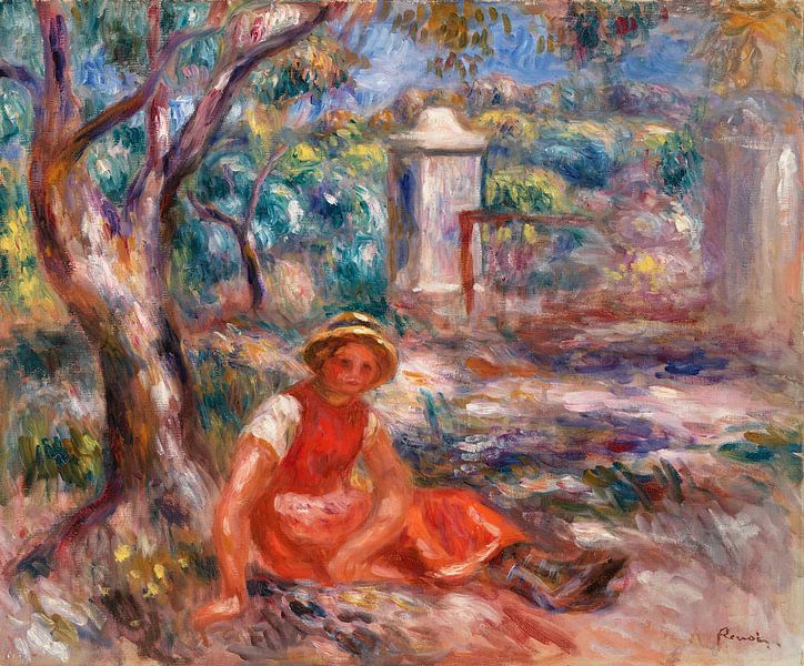 Mädchen am Fuße eines Baumes, Renoir (1914) von Atelier Liesjes
