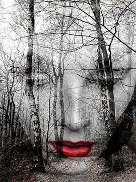 Le visage dans la forêt sur Gabi Hampe