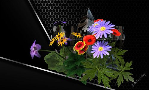 3d-illustration, Sillleben la magie des fleurs.