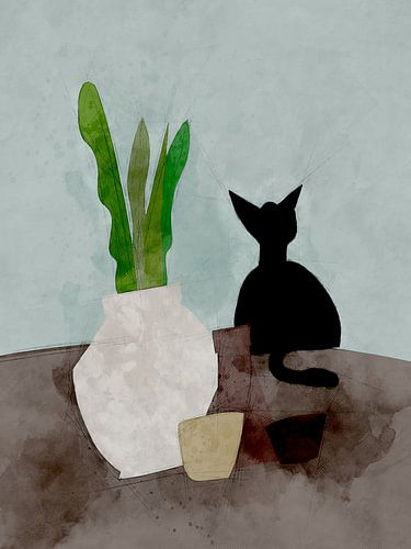 Still life with cat