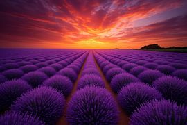 Perspektive über violette Lavendelreihen von Art & Soul Creations