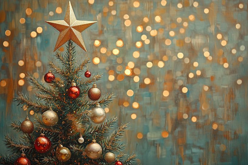 Christmas tree with gold star by Abstract Painting