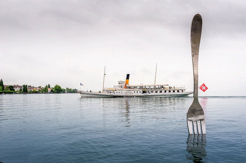 El vapor Vevey navegando por el lago Leman (Suiza) par Carlos Charlez