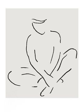 Warten (Strichzeichnung Porträt Frau nackt sitzend Dame Holzkohle Linie Kunst schwarz und weiß minim von Natalie Bruns