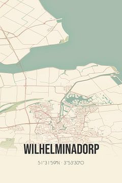 Vintage landkaart van Wilhelminadorp (Zeeland) van Rezona