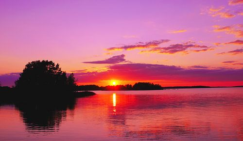 Colourful sunset and dusk in Finland