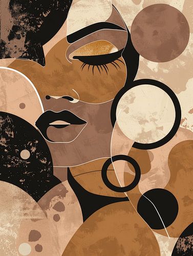 Portrait abstrait dans les tons de terre