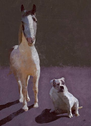 Schilderij van een paard en een hond laten maken.