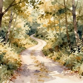 Zacht bospad in het ochtendlicht van Kristin M