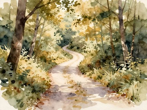 Zacht bospad in het ochtendlicht