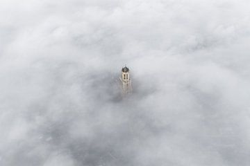 Dom tower in the morning mist in Utrecht by Bas van Setten