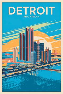 Detroit, Michigan Vintage Reisposter van Poster Art Shop