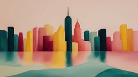 Farbenfrohes Panorama von New York City in sanften Farbtönen von TheXclusive Art