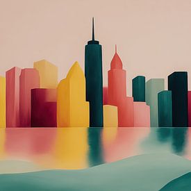 Colourful New York City panorama in soft colours by TheXclusive Art