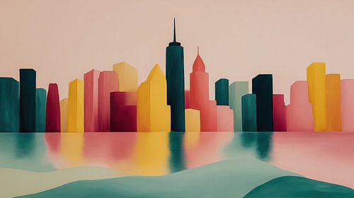 Gekleurde new york city zachte kleuren panorama
