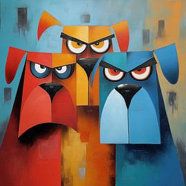 Abstrait Bouledogues en colère sur TheXclusive Art