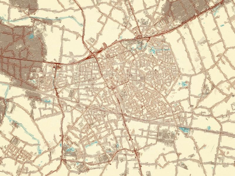 Map of Deurne in the style Blue &amp; Cream by De Kaartenwinkel