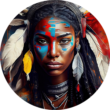 Krachtige Amerikaanse Inheemse Krijger Vrouw #2 van Chromatic Fusion Studio