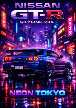 Nissan GT-R R34 Neon Tokio Kunst