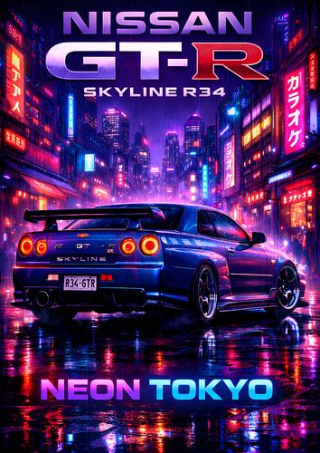 Nissan GT-R R34 Neon Tokio Kunst
