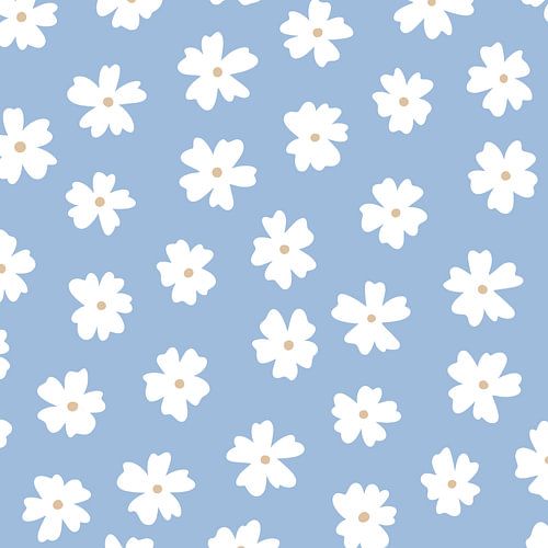 Blue flowers print - minimalistic modern daisy