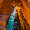 Spectaculaire lichtinval in Antelope Canyon, Page, Amerika van Rietje Bulthuis
