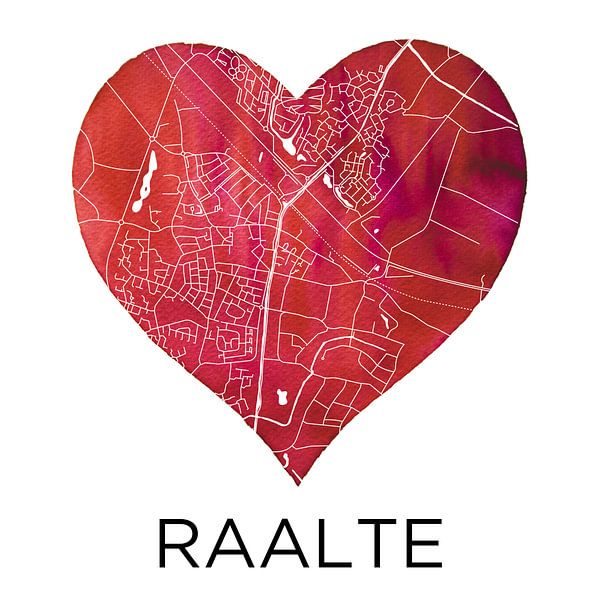 Liefde voor Raalte | Stadskaart in een hart van Wereldkaarten.Shop