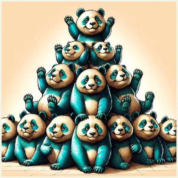 Pandapyramide in Türkis und Beige von Hey Art!