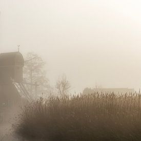 Dutch mill in the fog by Connie de Graaf