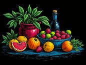 Een mooi gekleurd stilleven met bloemen en wat fruit van The Photo Artist thumbnail