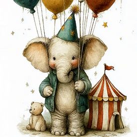 Elefant mit Luftballons von Preet Lambon