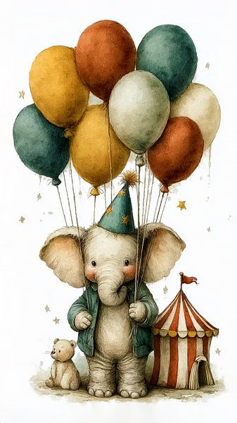 Elefant mit Luftballons von Preet Lambon