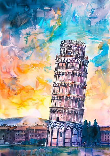 Leaning Tower of Pisa in art style by Poster Art Shop