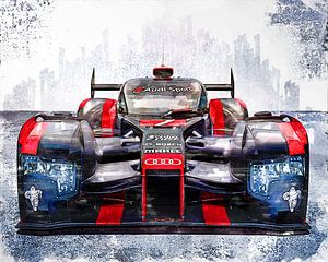 Peinture à l'aquarelle d'une voiture de course Audi R18
