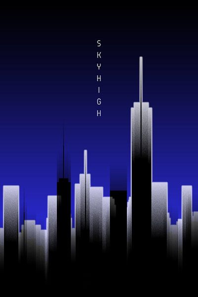 Grafische Kunst Skyhigh Lights | blauw par Melanie Viola