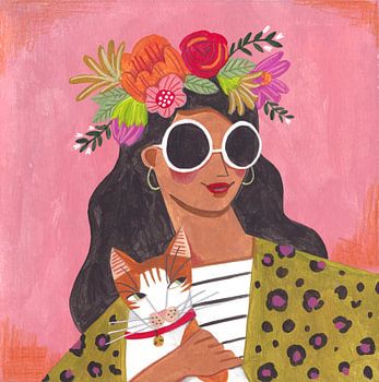 Cat Lady couleurs vives et imprimé panthère