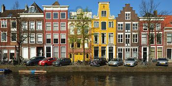 Kleurige Grachtenhuizen in Leiden