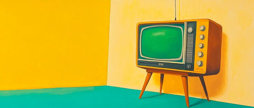 Retro television in a colourful corner by Poster Art Shop