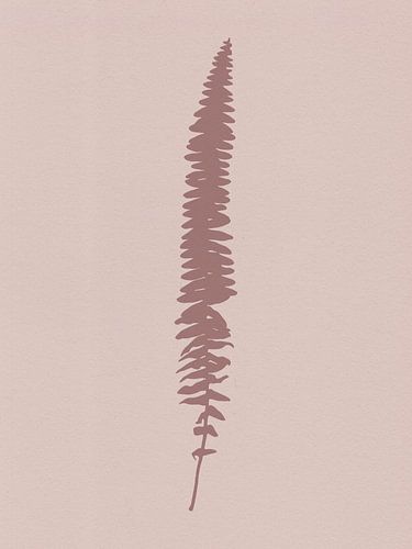 Botanique minimaliste. Feuille de fougère en rose.