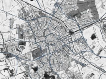 Stadskaart Groningen | Graphite Grid | Zwart-Grijs van Map Art Studio