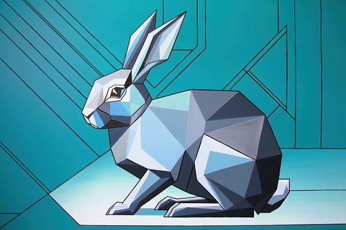 Polygonale konijnvorm met lijnen