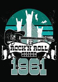 Rock N Roll Since 1961 Father's Day Gift for Dads by Millennial Prints