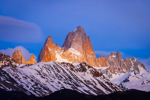 Zonsopkomst op de cerro Fitzroy van Chris Stenger