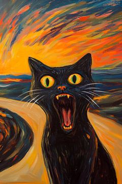Gillende kat van Poster Art Shop
