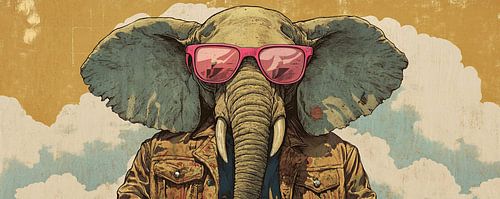 Moderne Olifant met Retro Jas