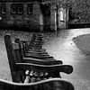 Des bancs solitaires dans un parc automnal sur Hannon Queiroz
