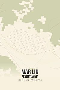 Carte ancienne de Mar Lin (Pennsylvanie), USA. sur Rezona