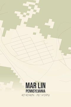 Vintage landkaart van Mar Lin (Pennsylvania), USA. van Rezona