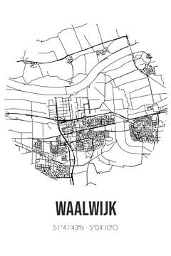 Waalwijk (Noord-Brabant) | Karte | Schwarz und Weiß von Rezona